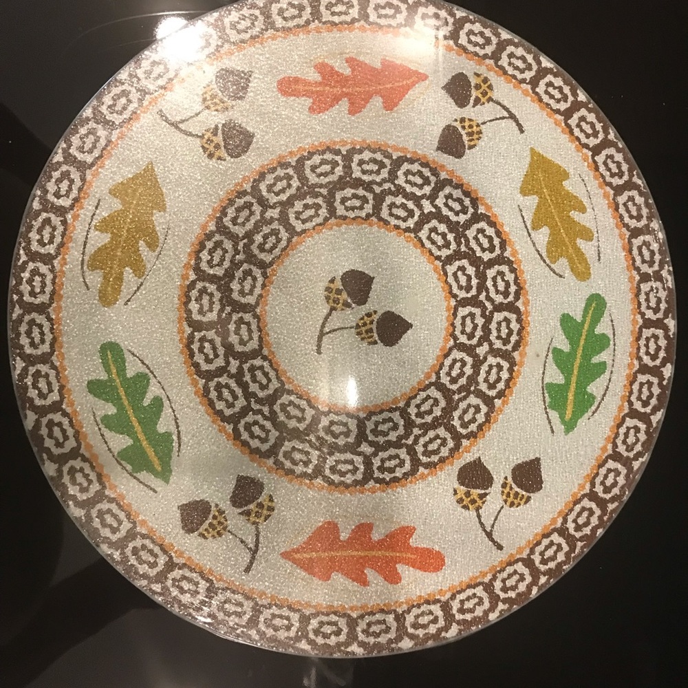 Brand-New Temptations by Tara 11” Tempered Glass Trivet - Fall Leaves & Acorns